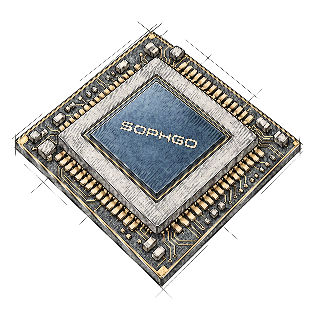 Illustrated Sophgo AI processor and circuit substrate