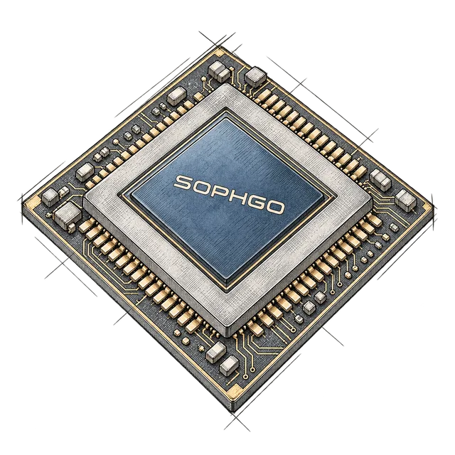 Illustrated Sophgo AI processor and circuit substrate
